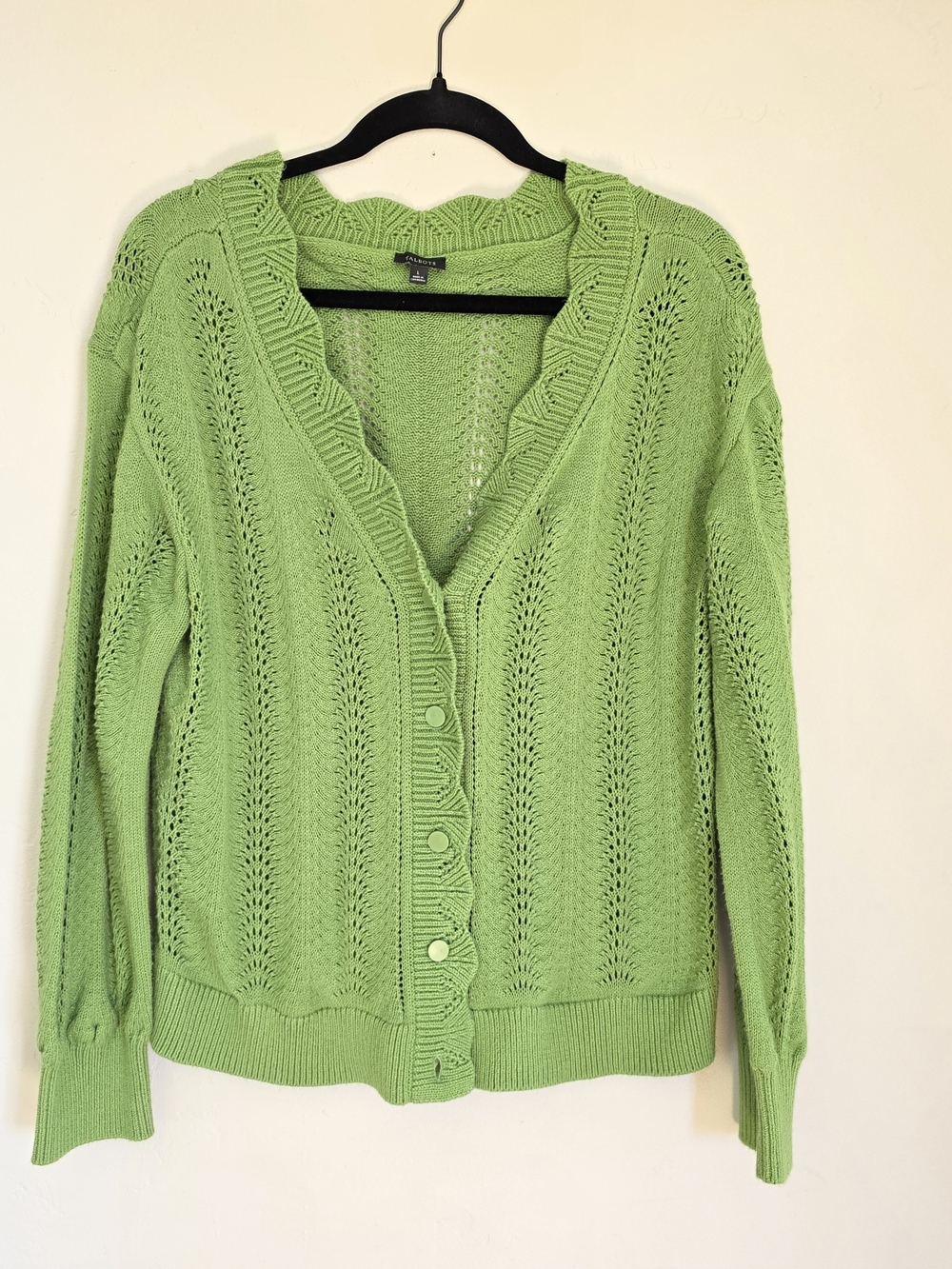 Talbots Scalloped Pointelle Knit Cardigan | size L